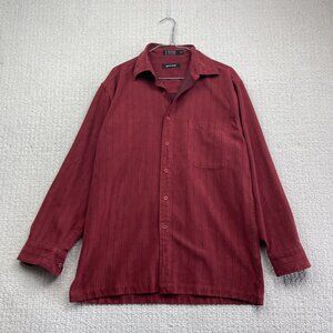 Vintage Pierre Cardin Faux Suede Dark Red Dress Shirt Men Size M Button Up
